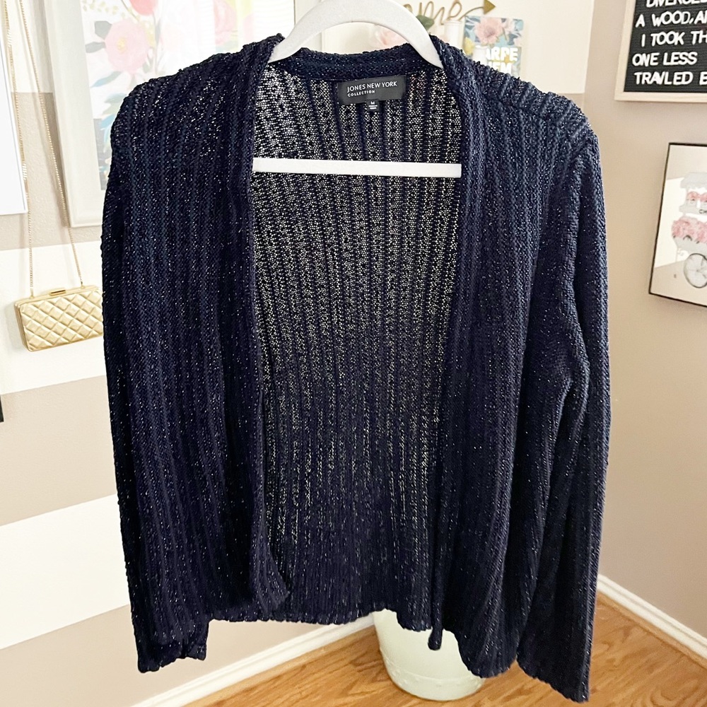 Jones New York sparkle knit cardigan sweater size medium